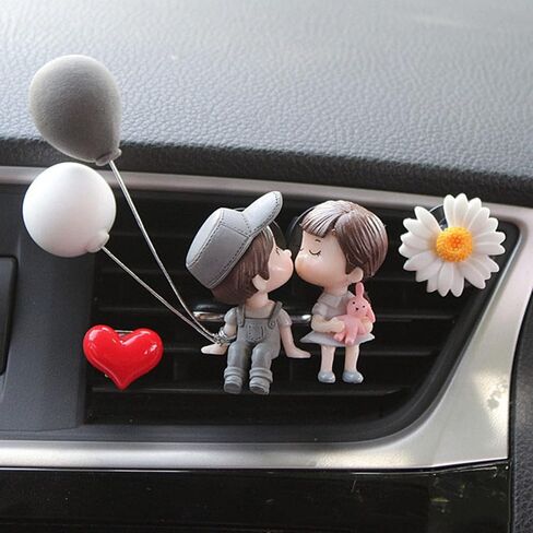 8 Piece Cute Car Air Fresheners Vent Clip,Car Air Conditioner Outlet Clips,Lovely Couple Car Accessories Girl Boy Perfume Clip,Car Air Vent Decorations with 4 Packets Fragrance Tablets in Saudi Arabia