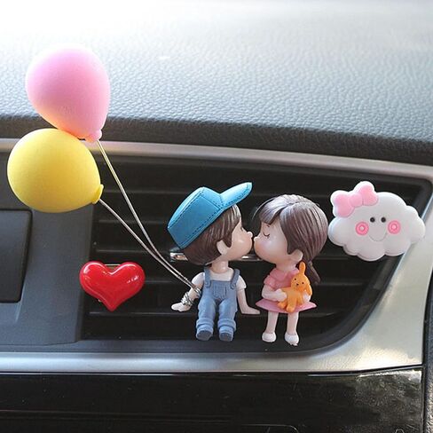 8 Piece Cute Car Air Fresheners Vent Clip,Car Air Conditioner Outlet Clips,Lovely Couple Car Accessories Girl Boy Perfume Clip,Car Air Vent Decorations with 4 Packets Fragrance Tablets in Saudi Arabia
