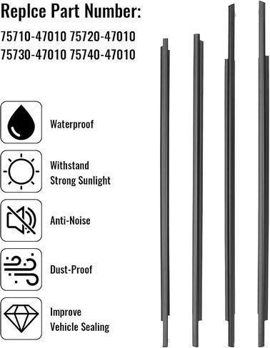 75710-47010 Weatherstrip Window Moulding Trim Seal Belt for Toyota Prius 2004-2009, 75720-47010 75730-47010 75740-47010 in Kuwait