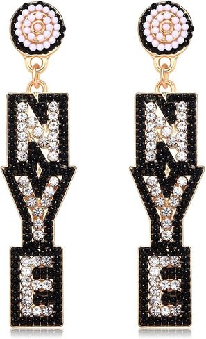 New Year’s Eve Earrings Rhinestone Beaded NYE Earrings for Women Delicate Holiday Earrings Festive Party Accessory Jewelry Gifts in Saudi Arabia