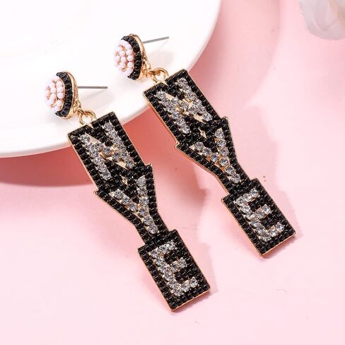 New Year’s Eve Earrings Rhinestone Beaded NYE Earrings for Women Delicate Holiday Earrings Festive Party Accessory Jewelry Gifts in Saudi Arabia