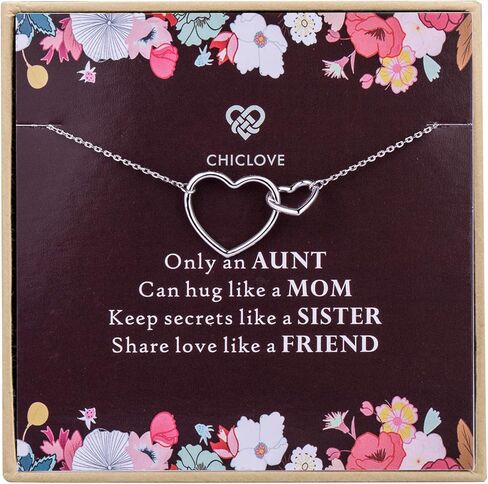 Aunt and Niece Necklace, 925 Sterling Silver, Best Aunt Gifts, Gifts for Aunts, Best Aunt Ever Gift Jewelry, Pendant Necklaces for Aunt, Mother's Day in Saudi Arabia