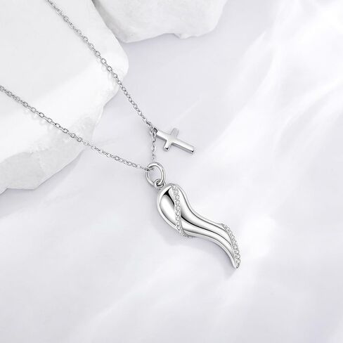 قلادة على شكل قرن إيطالي من الفضة الإسترليني على شكل قرن إيطالي قلادة على شكل قرن حسن الحظ قلادة تميمة إيطالية مجوهرات للنساء هدايا in Kuwait