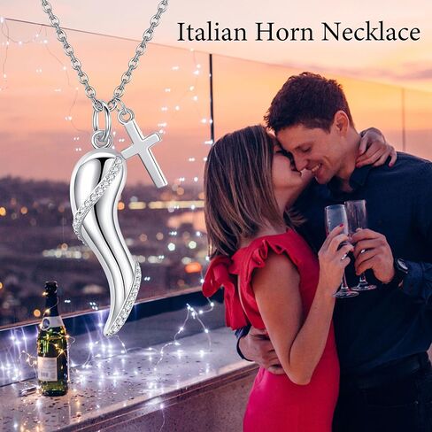 قلادة على شكل قرن إيطالي من الفضة الإسترليني على شكل قرن إيطالي قلادة على شكل قرن حسن الحظ قلادة تميمة إيطالية مجوهرات للنساء هدايا in Kuwait