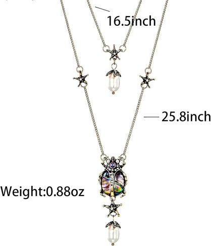Beetle Necklace Vintage Style Sweater Necklace Pearls Skull Star Necklace for Women in Saudi Arabia