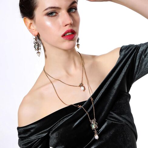 Beetle Necklace Vintage Style Sweater Necklace Pearls Skull Star Necklace for Women in Saudi Arabia