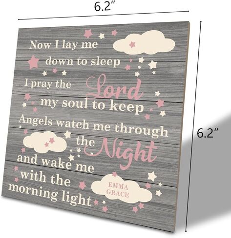علامة الحب، لوحة خشبية للطاولة مقاس 6.2 * 6.2 بوصة، ديكور حضانة للفتيات، صلاة وقت النوم للفتيات، ديكور غرفة الابنة، ديكور منزلي دافئ، ديكور طاولة بجانب السرير، هدية عيد الميلاد، الآن أضعني للنوم in Kuwait