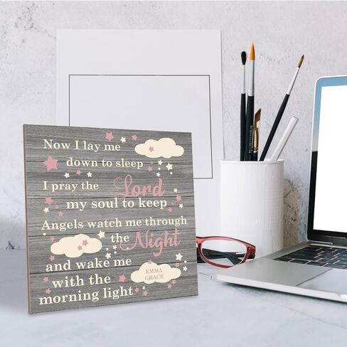 علامة الحب، لوحة خشبية للطاولة مقاس 6.2 * 6.2 بوصة، ديكور حضانة للفتيات، صلاة وقت النوم للفتيات، ديكور غرفة الابنة، ديكور منزلي دافئ، ديكور طاولة بجانب السرير، هدية عيد الميلاد، الآن أضعني للنوم in Kuwait
