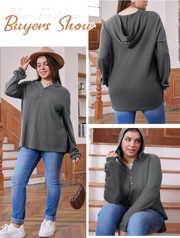 MK Shop Limited بلوزات حجم كبير للنساء الهراء خفيفة الوزن متماسكة عادية الخريف الخامس الرقبة طويلة الأكمام فضفاضة تونك قميص in Kuwait