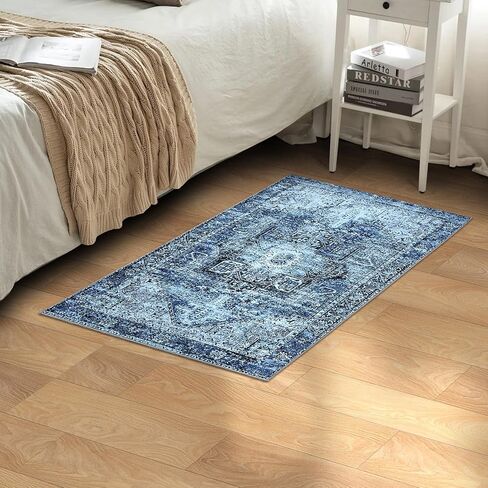 سجادة صغيرة قابلة للغسل مقاس 2 × 4 - سجادة عداء غير قابلة للانزلاق لمدخل الحمام والمطبخ، سجادة باب داخلية سجادة رمادية لغرفة النوم في الممرات (كريمي، 2x4 قدم) in Kuwait