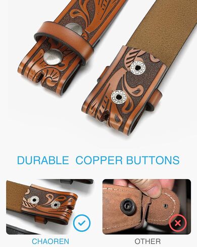 CHAOREN Western Belts for Men without Buckle - Cowboy Belt 1.5" Full Grain Leather Belt for Jeans - One Solid Piece Leather in Kuwait