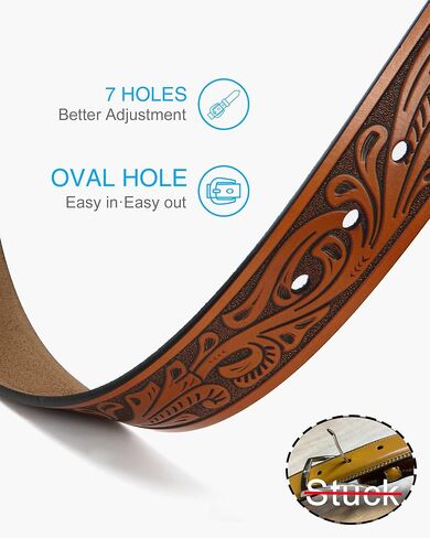 CHAOREN Western Belts for Men without Buckle - Cowboy Belt 1.5" Full Grain Leather Belt for Jeans - One Solid Piece Leather in Kuwait