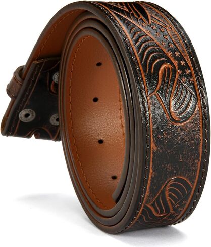 CHAOREN Western Belts for Men without Buckle - Cowboy Belt 1.5" Full Grain Leather Belt for Jeans - One Solid Piece Leather in Kuwait