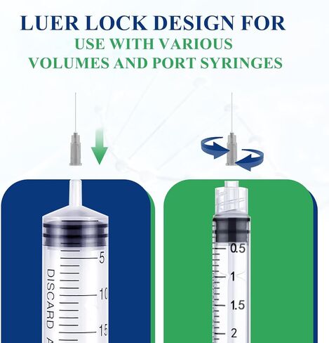 100 Psc 22G 5/8 Inch Luer Lock Lab Tool Accessories, Disposable Needles Individually Packaged for Liquid Measurement and Ink Filling in Saudi Arabia