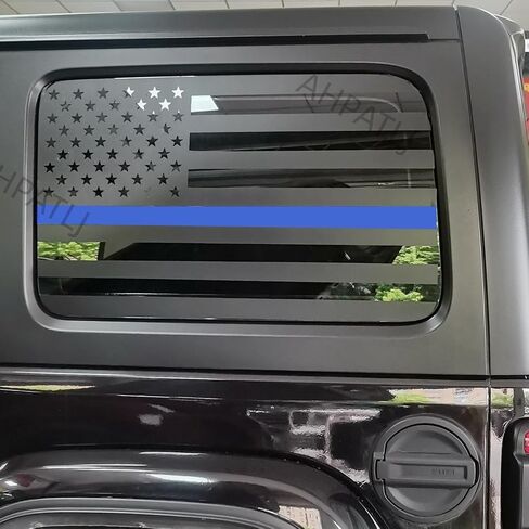 2PCS Rear Side Window American Flag Decal Fits Jeep Wrangler JL JLU 2007-2017 Black USA Flag Vinyl Stickers for Back Window Glass,Precut Exterior Accessories 4 Door (Matte Black) in Saudi Arabia