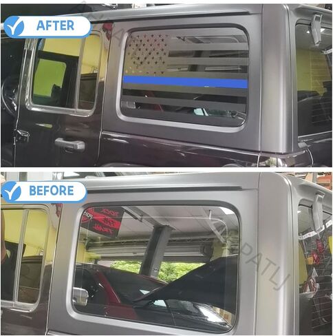 2PCS Rear Side Window American Flag Decal Fits Jeep Wrangler JL JLU 2007-2017 Black USA Flag Vinyl Stickers for Back Window Glass,Precut Exterior Accessories 4 Door (Matte Black) in Saudi Arabia