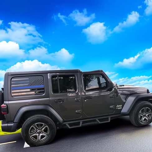 2PCS Rear Side Window American Flag Decal Fits Jeep Wrangler JL JLU 2007-2017 Black USA Flag Vinyl Stickers for Back Window Glass,Precut Exterior Accessories 4 Door (Matte Black) in Saudi Arabia