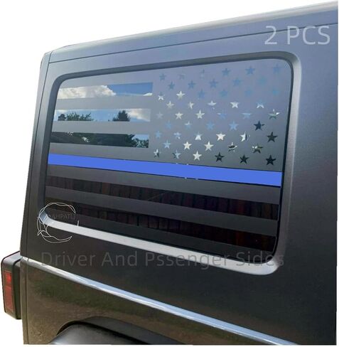 2PCS Rear Side Window American Flag Decal Fits Jeep Wrangler JL JLU 2007-2017 Black USA Flag Vinyl Stickers for Back Window Glass,Precut Exterior Accessories 4 Door (Matte Black) in Saudi Arabia