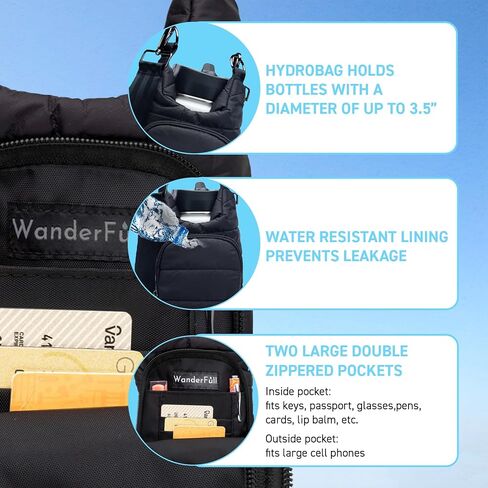 Original HydroBag | Quilted Water Bottle Holder with Strap | Tote Bottle Carrier Crossbody Bag with Pockets in Saudi Arabia