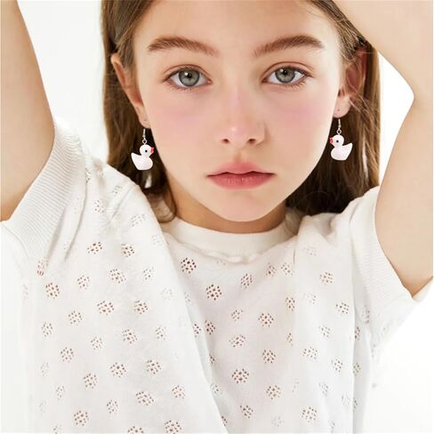 Dreuyet 6 Pairs Duck Earrings Set for Women Unique Cute Rubber Duck Dangle Earrings Lovely Animal Drop Earrings Statement Charming Jewelry Gift in Saudi Arabia