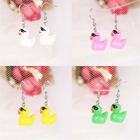 Dreuyet 6 Pairs Duck Earrings Set for Women Unique Cute Rubber Duck Dangle Earrings Lovely Animal Drop Earrings Statement Charming Jewelry Gift in Saudi Arabia