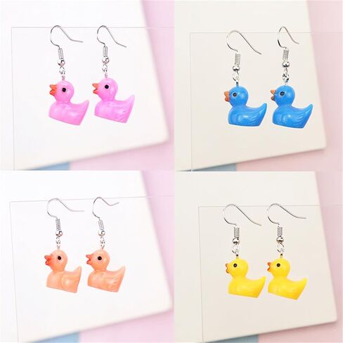 Dreuyet 6 Pairs Duck Earrings Set for Women Unique Cute Rubber Duck Dangle Earrings Lovely Animal Drop Earrings Statement Charming Jewelry Gift in Saudi Arabia