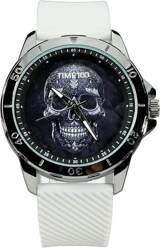Men's Skull Watch with Stackable Bracelet Set, Silicone Band in Kuwait