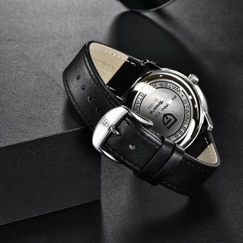 ساعة كوارتز بسيطة للرجال من باجاني ديزاين، ساعات كاجوال للرجال، هيكل 40 ملم، حزام جلدي، مقاومة للماء حتى 100 متر، عرض التاريخ، حركة يابانية (VH65) in Kuwait