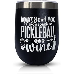 Pickleball Accessories Women, Pickleball Gifts for Women, Gifts for Pickleball Lovers, Pickleball Wine Tumbler, 12 oz Stainless Steel, Splash-Proof Lid, Stylish Design