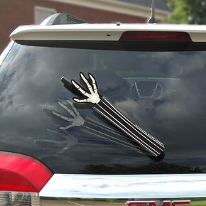 Skellington Arm with Striped Suit Waving WiperTags for rear vehicle wiper blades for Halloween