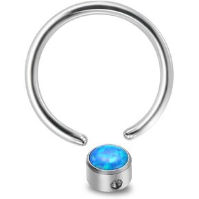 1pc/2pcs Hypoallergenic 16G 8mm/10mm G23 Titanium Captive Bead Ring Round Synthetic Opal/Colorful CZ Nose Rings Septum Hoop Ring Helix Rook Tragus Lobe Snug Body Piercing Jewelry