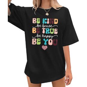 Be Kind Shirt Women Oversized Kindness Shirts Cute Teacher Graphic Tee Motivational Positive Message Short Sleeve Top