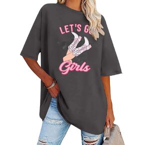 Let's Go Girls T Shirt Western Cowgirls Graphic Shirts Retro Country Music Tee Bridal Wedding Vacation Oversized Top