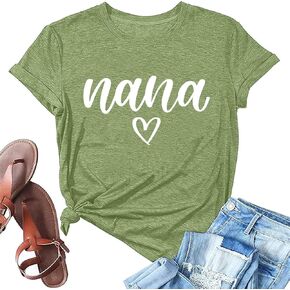 Grandma Shirts for Women Nana Shirt Heart Printed Casual Gigi Short Sleeve Tee Top