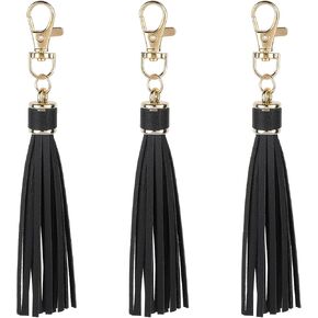 3Pcs PU Leather Tassel with Lobster Swivel Tassel Purse Charm Leather Keychain Wallet Charms Purse Accessory Charm for Handbag