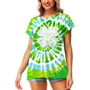 Deerose Womens July 4th Shirts Short Sleeve American Flag Top S-2XL
