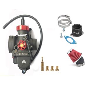 NIBBI Motorcycle Carburetor PE26mm 125CC Carburetor Kit With CG Intake Manifold 48mm Air Filter Fit Honda Yamaha Suzuki Kawasaki Motorcycle Scooter ATV Dirt Bike 100CC-150CC CG Engine