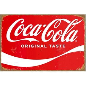 Coke Tin Sign Metal Poster Vintage Wall Decor, Coca Cola Serve Ice Cold Coke, for Pub Restaurants Cafe Club Plaque Man Cave Wall 8x12 Inch
