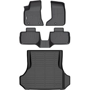 GINOWY- Floor Mats & Cargo Liner for Dodge Charger RWD 2023-2011 &Chrysler 300 RWD, TPE All Weather Protection Charger Car Mats, Non-Slip Trunk Mat, Floor Liners Waterproof Accessories Black