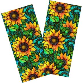 2pcs Stained Window Film Privacy Static Cling Floral Decorative Window Sticker inches