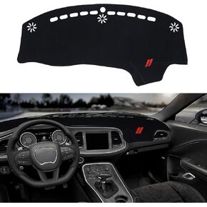 YOSRTER Dashboard Cover for Dodge Challenger Accessories 2015-2022 2023 2024 Non-Slip Dash Mat Blocker UV Rays Sunshade Dash Cover Protector for Dodge Challenger Accessories(Gray Edge Gray Trim