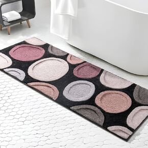 RORA Bathroom Runner Rug 20x60 Long Bathroom Rug Non Slip Teal and Purple Large Rug Runner Washable,Black Cute Bath Mat Water Absorbent