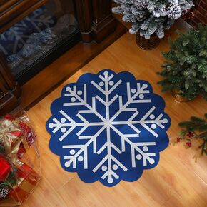 Winter Snowflake Bathroom Rug Snowflake Doormat Bath Mat 27.5 x 27.5 Inches Nonslip Washable Rugs Welcome Decorative Blue White Snowflake Diatom Mud Bath Mat for Indoor Home Decoration