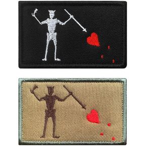 Antrix 2 Pcs Tactical Black Beard Pirate Edward Emblem Military Emblem Badge Patch Hook & Loop Pirate Badge Patches for Backpacks Caps Pouch Military Uniform