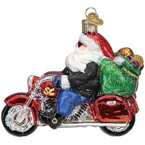 Old World Christmas Ornaments Biker Santa Glass Blown Ornaments for Christmas Tree