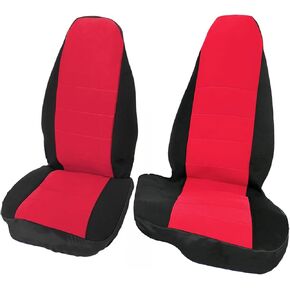 NLQR 1998-2003 Front Seat Covers for Ford Ranger Pickup 60/40 High Back Bench Seat Cover, Without Console 2Pcs Universal Fit Seat Covers Black and Red