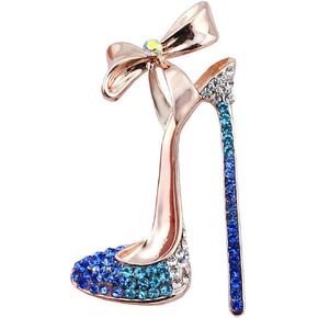 Brooch Pins for Women Lady High-Heel Brooch Crystal Brooch Shoes Brooch Pins Jewelry (Blue)