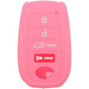SEGADEN Silicone Cover Protector Case Holder Skin Jacket Compatible with Toyota Venza Corolla Cross 4 Button Smart Remote Key Fob 3+1 BTN CV4425 Rose