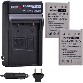 PowerTrust 3X EN-EL5 EL5 Battery and Fast Charger Kits for Nikon ENEL5 CoolPix 3700, 4200, 5200, 5900, 7900, P3, P4, P80, P90, P100, P500, P510, P520, P530, P5000, P5100, P6000, S10 Digital Camera in Kuwait