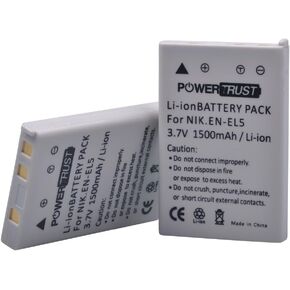 PowerTrust 3X EN-EL5 EL5 Battery and Fast Charger Kits for Nikon ENEL5 CoolPix 3700, 4200, 5200, 5900, 7900, P3, P4, P80, P90, P100, P500, P510, P520, P530, P5000, P5100, P6000, S10 Digital Camera